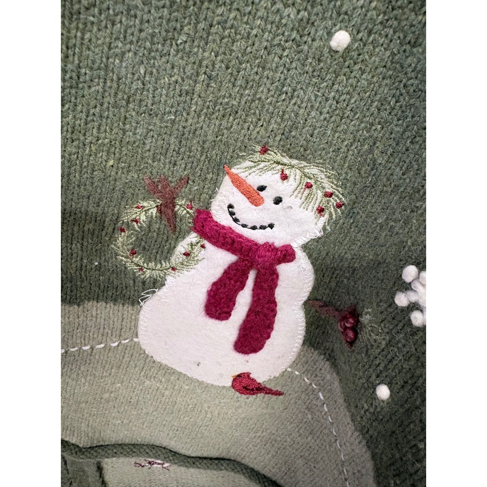 Grannycore Cottagecore Christmas Cardigan Women PS Snowman Embroidered Sweater - Picture 7 of 7